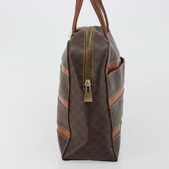 CELINE Macadam Canvas Hand Bag PVC Leather Brown Gold Auth bs35570
