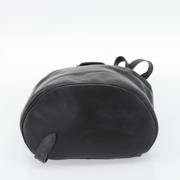 Salvatore Ferragamo Backpack Leather Black Gold Auth bs35571