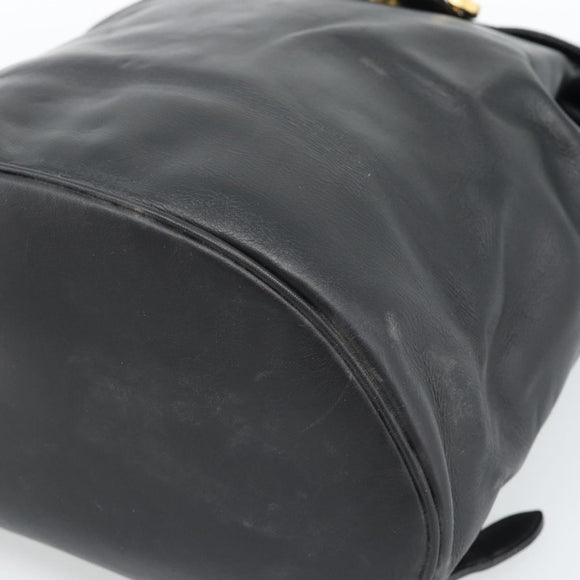 Salvatore Ferragamo Backpack Leather Black Gold Auth bs35571