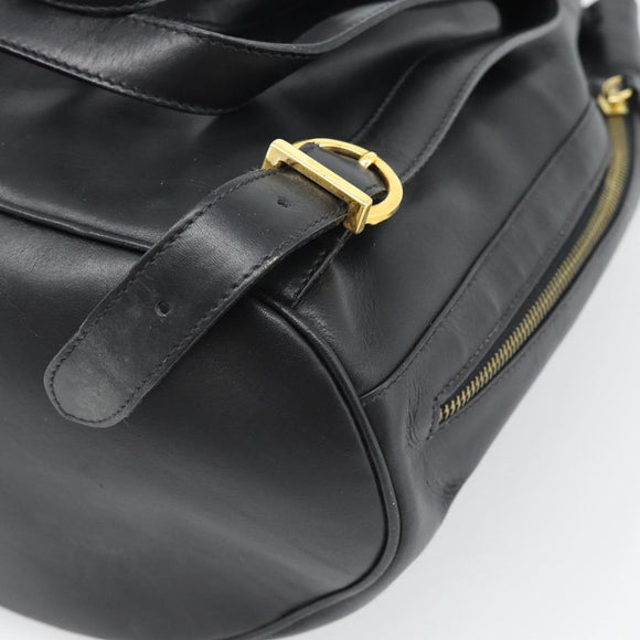 Salvatore Ferragamo Backpack Leather Black Gold Auth bs35571