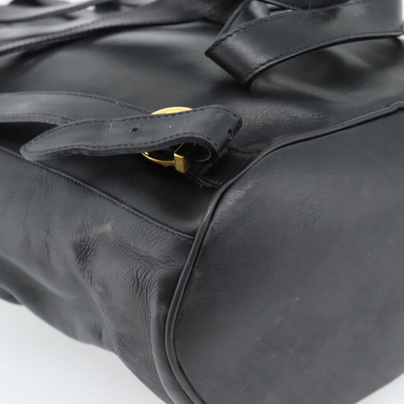 Salvatore Ferragamo Backpack Leather Black Gold Auth bs35571