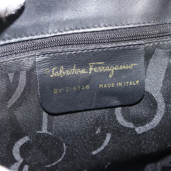 Salvatore Ferragamo Backpack Leather Black Gold Auth bs35571