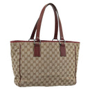GUCCI GG Canvas Tote Bag Beige Silver 113017 Auth bs35572-1