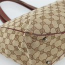 GUCCI GG Canvas Tote Bag Beige Silver 113017 Auth bs35572-11