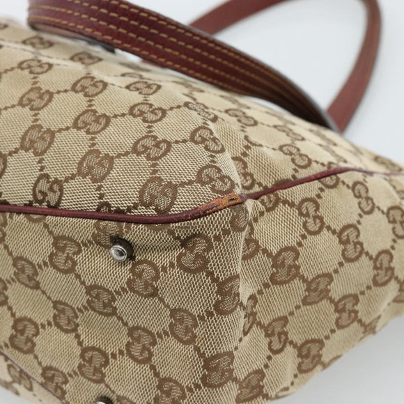 GUCCI GG Canvas Tote Bag Beige Silver 113017 Auth bs35572