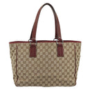 GUCCI GG Canvas Tote Bag Beige Silver 113017 Auth bs35572-2