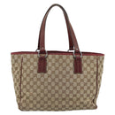 GUCCI GG Canvas Tote Bag Beige Silver 113017 Auth bs35572-3