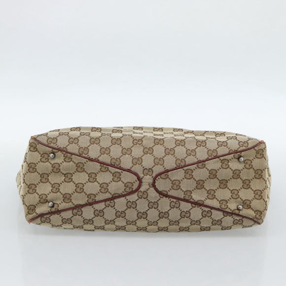 GUCCI GG Canvas Tote Bag Beige Silver 113017 Auth bs35572