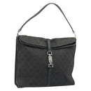 GUCCI GG Canvas Jackie Shoulder Bag Black Silver 001 3355 Auth bs35573-1