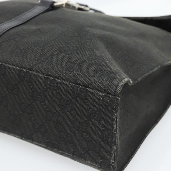 GUCCI GG Canvas Jackie Shoulder Bag Black Silver 001 3355 Auth bs35573