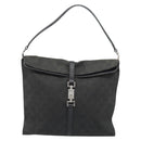 GUCCI GG Canvas Jackie Shoulder Bag Black Silver 001 3355 Auth bs35573-13