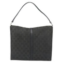 GUCCI GG Canvas Jackie Shoulder Bag Black Silver 001 3355 Auth bs35573-2