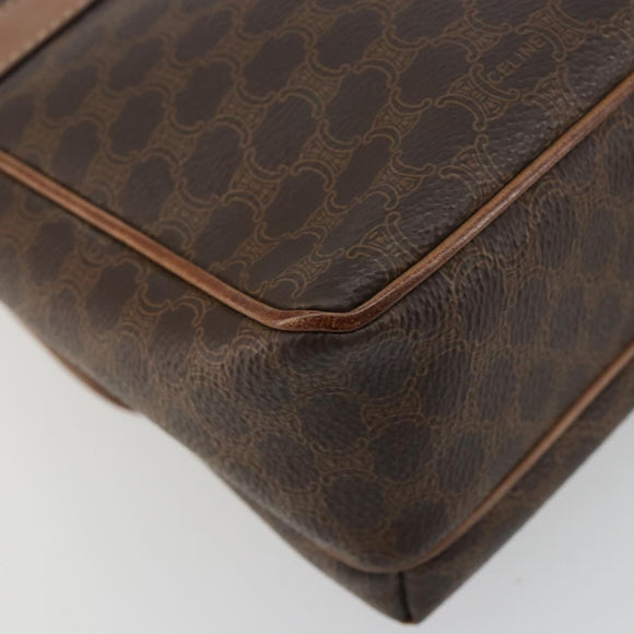 CELINE Macadam Canvas Shoulder Bag PVC Leather Brown Gold Auth bs35574