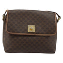 CELINE Macadam Canvas Shoulder Bag PVC Leather Brown Gold Auth bs35574-2