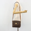 CELINE Macadam Canvas Shoulder Bag PVC Leather Brown Gold Auth bs35574-23
