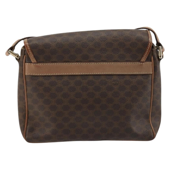 CELINE Macadam Canvas Shoulder Bag PVC Leather Brown Gold Auth bs35574
