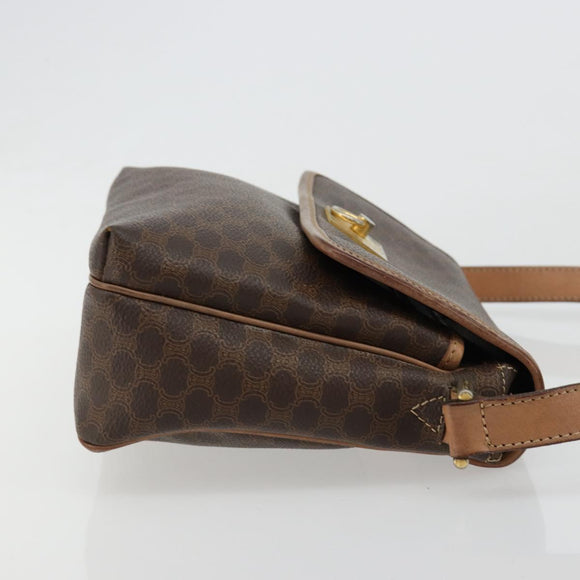 CELINE Macadam Canvas Shoulder Bag PVC Leather Brown Gold Auth bs35574