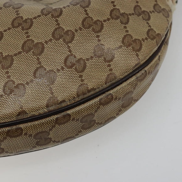 GUCCI GG Crystal Shoulder Bag Coated Canvas Beige Gold 181493 Auth bs35576