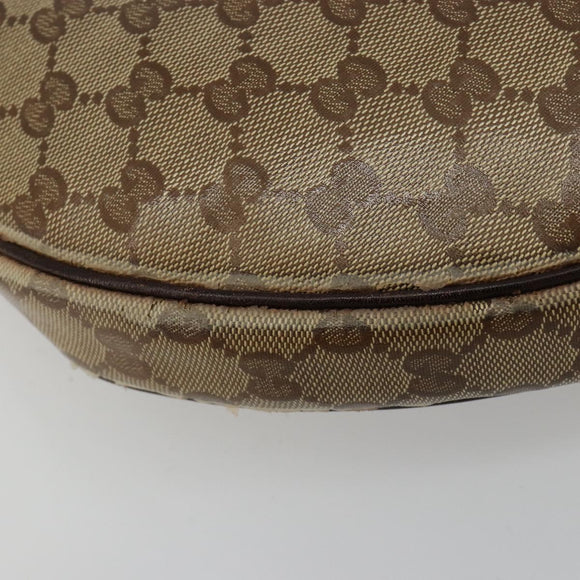 GUCCI GG Crystal Shoulder Bag Coated Canvas Beige Gold 181493 Auth bs35576