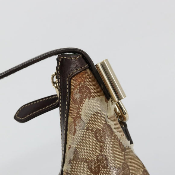 GUCCI GG Crystal Shoulder Bag Coated Canvas Beige Gold 181493 Auth bs35576