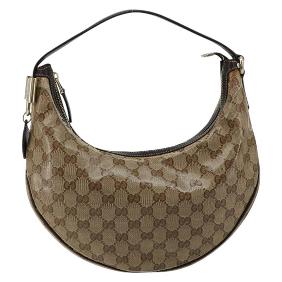 GUCCI GG Crystal Shoulder Bag Coated Canvas Beige Gold 181493 Auth bs35576