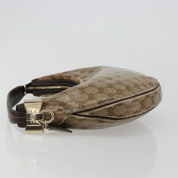 GUCCI GG Crystal Shoulder Bag Coated Canvas Beige Gold 181493 Auth bs35576