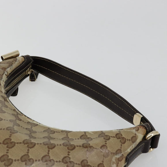 GUCCI GG Crystal Shoulder Bag Coated Canvas Beige Gold 181493 Auth bs35576