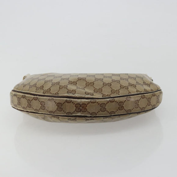 GUCCI GG Crystal Shoulder Bag Coated Canvas Beige Gold 181493 Auth bs35576