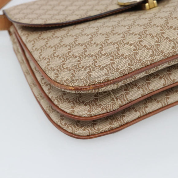 CELINE Macadam Canvas Shoulder Bag PVC Beige Gold Auth bs35577