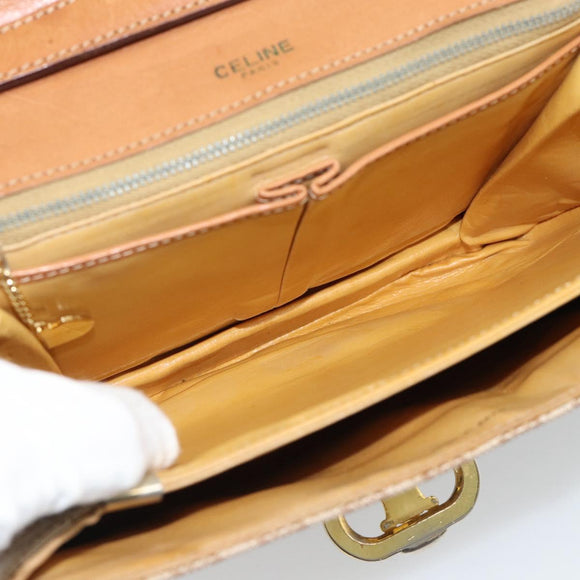 CELINE Macadam Canvas Shoulder Bag PVC Beige Gold Auth bs35577