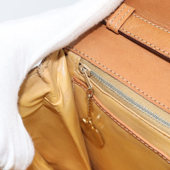 CELINE Macadam Canvas Shoulder Bag PVC Beige Gold Auth bs35577