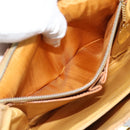 CELINE Macadam Canvas Shoulder Bag PVC Beige Gold Auth bs35577-23