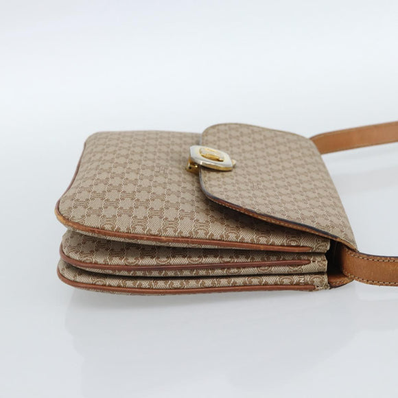 CELINE Macadam Canvas Shoulder Bag PVC Beige Gold Auth bs35577