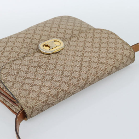 CELINE Macadam Canvas Shoulder Bag PVC Beige Gold Auth bs35577