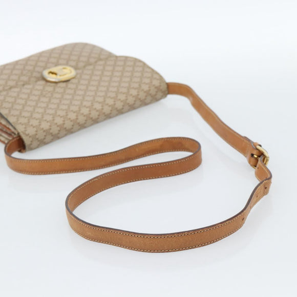 CELINE Macadam Canvas Shoulder Bag PVC Beige Gold Auth bs35577