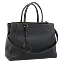 FENDI Tote Bag Leather 2way Black Gold Auth bs35580-1