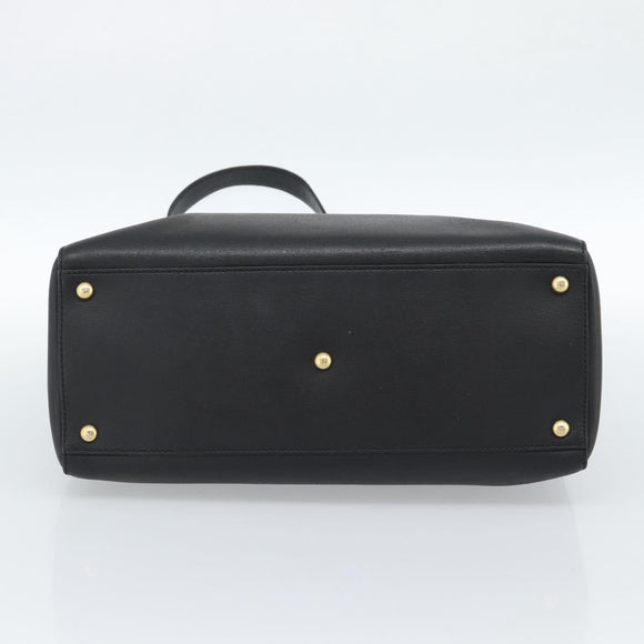 FENDI Tote Bag Leather 2way Black Gold Auth bs35580
