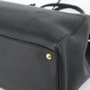 FENDI Tote Bag Leather 2way Black Gold Auth bs35580-12