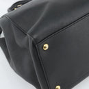 FENDI Tote Bag Leather 2way Black Gold Auth bs35580-13
