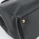 FENDI Tote Bag Leather 2way Black Gold Auth bs35580-15