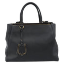 FENDI Tote Bag Leather 2way Black Gold Auth bs35580-2