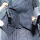 FENDI Tote Bag Leather 2way Black Gold Auth bs35580-21