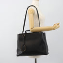 FENDI Tote Bag Leather 2way Black Gold Auth bs35580-27