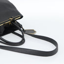 FENDI Tote Bag Leather 2way Black Gold Auth bs35580-9