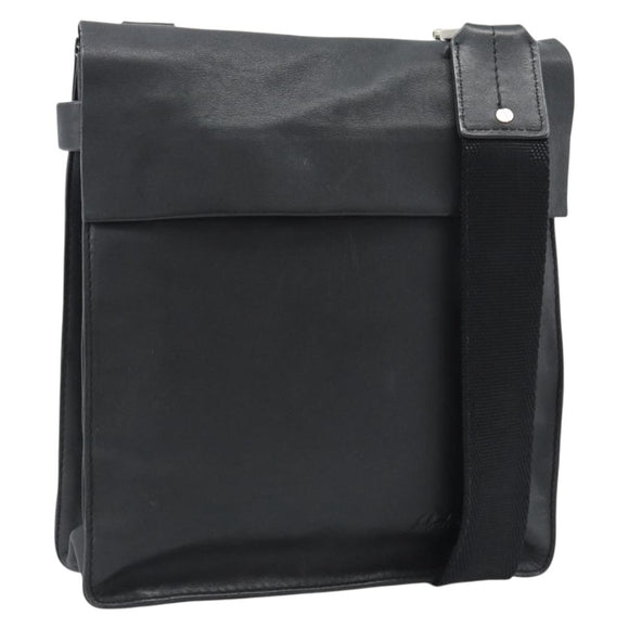 Salvatore Ferragamo Shoulder Bag Leather Black Silver Auth bs35581