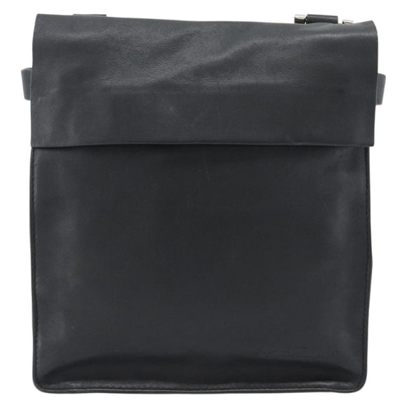 Salvatore Ferragamo Shoulder Bag Leather Black Silver Auth bs35581