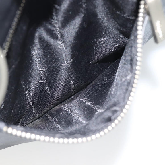 Salvatore Ferragamo Shoulder Bag Leather Black Silver Auth bs35581