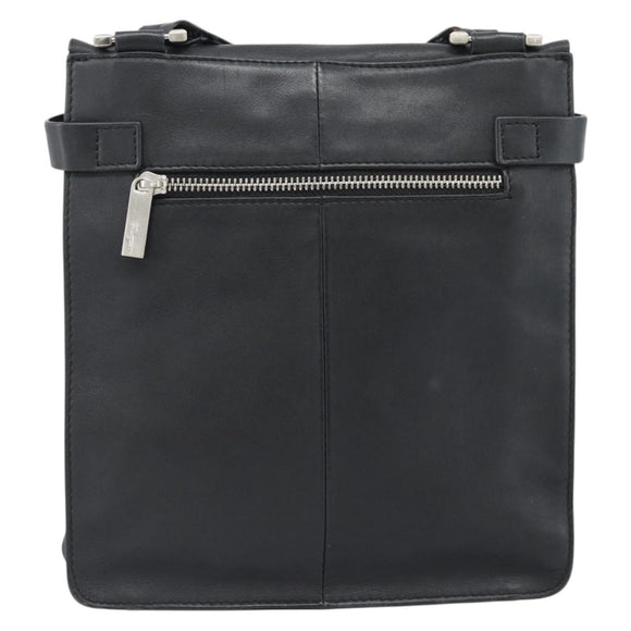 Salvatore Ferragamo Shoulder Bag Leather Black Silver Auth bs35581