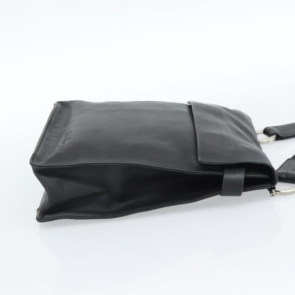 Salvatore Ferragamo Shoulder Bag Leather Black Silver Auth bs35581