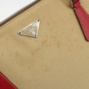 PRADA Tote Bag Canvas Beige Silver Auth bs35583-14